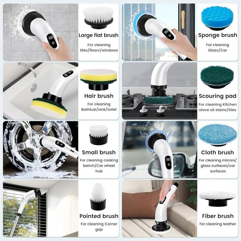 9 in 1 Cordless Electric Spin Scrubber